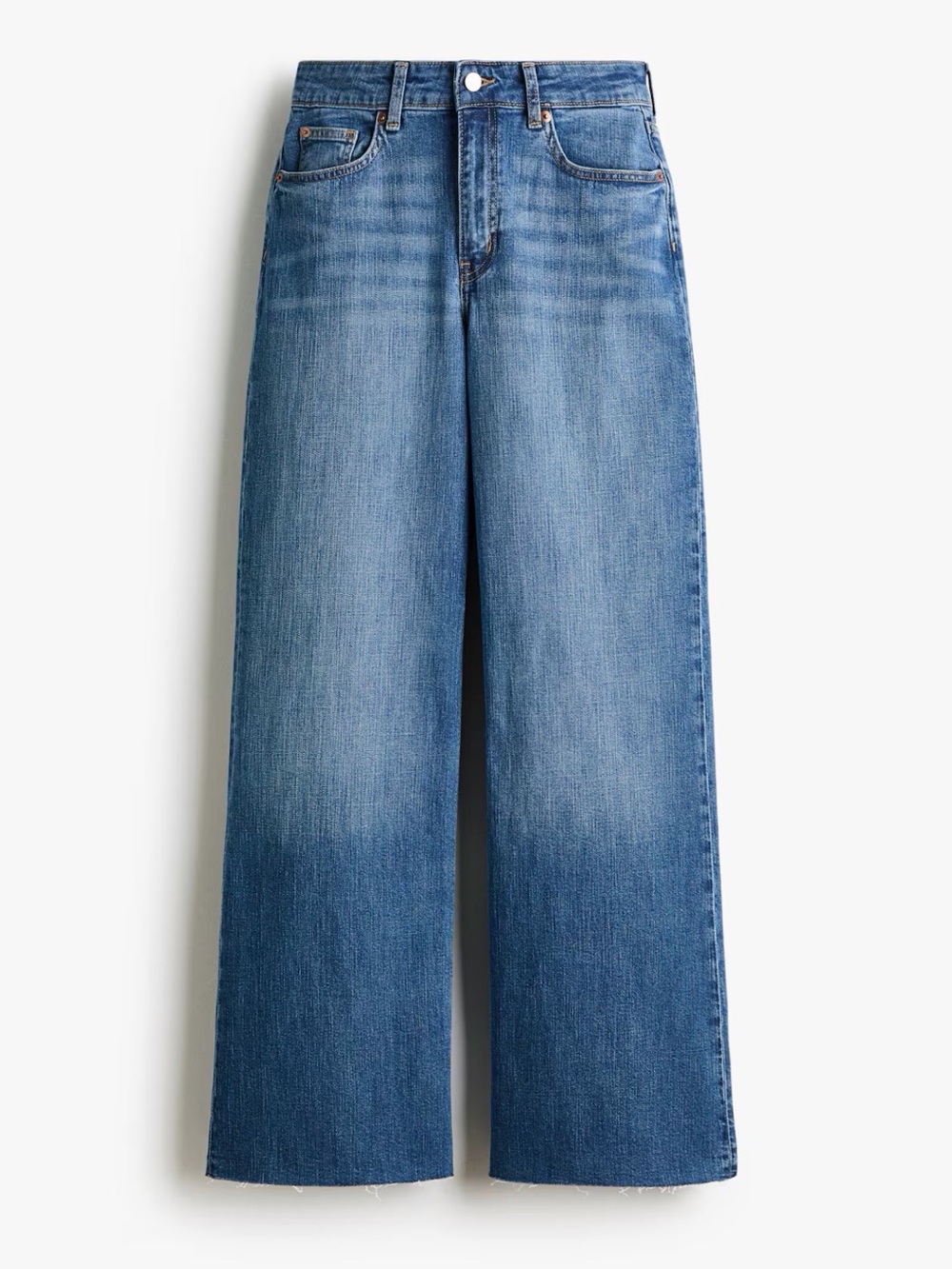 High rise wide leg jeans Washed denim blue